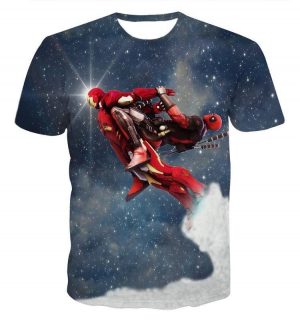 Deadpool Ride Ironman Starry Galaxy Funny Heroes Theme T-Shirt - Superheroes Gears