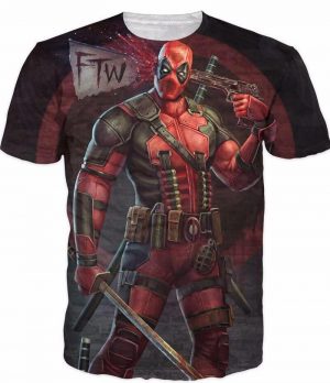 Deadpool Shooting Head Weapons Top to Toe FTW Funny T-Shirt - Superheroes Gears