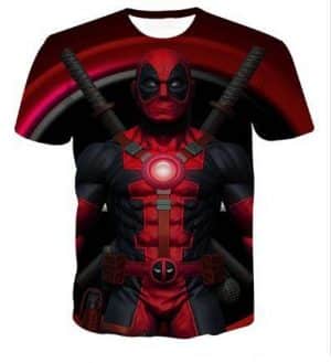 Deadpool Symbol Back Ground Dual Katana Hero Theme Trending T-Shirt - Superheroes Gears