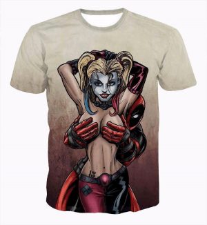 Deadpool Tease Harley Quinn Sexy Funny Dark Theme T-Shirt - Superheroes Gears