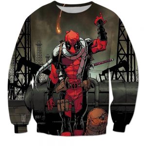 Deadpool Villain Execution Burning Fire Comic Drawing Style Cool Sweatshirt - Superheroes Gears