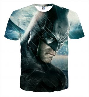 Black Print In Batman Portrait Realistic Full Cool T-Shirt