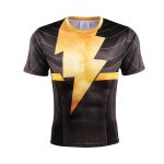 Shazam Black Adam DC Superhero Gold Thunderbolt Logo T-Shirt