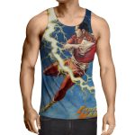Flying Captain Marvel Shazam DC Comics Lightning Blue Chic Tank Top