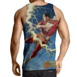 Flying Captain Marvel Shazam DC Comics Lightning Blue Chic Tank Top