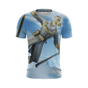 T-Shirt Epic Game Fortnite Sky Flying Pumpkin With Blue