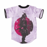 Full Moon Samurai Purple White Tie Dye Baseball Jersey
