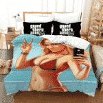 GTA V Seductive Sexy Girl Bikini Selfie Sky Blue Bedding Set
