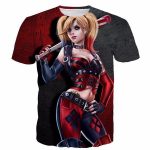 Harley Quinn Baseball Bat Sexy Posture Red Black Theme T-Shirt - Woof Apparel
