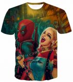 Harley Quinn Cross Deadpool Anti-Heroes Blurred Background T-Shirt - Woof Apparel