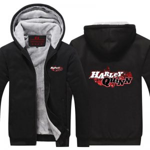 Harley Quinn Logo Name Symbol Vibrant Print Hooded Jacket - Superheroes Gears