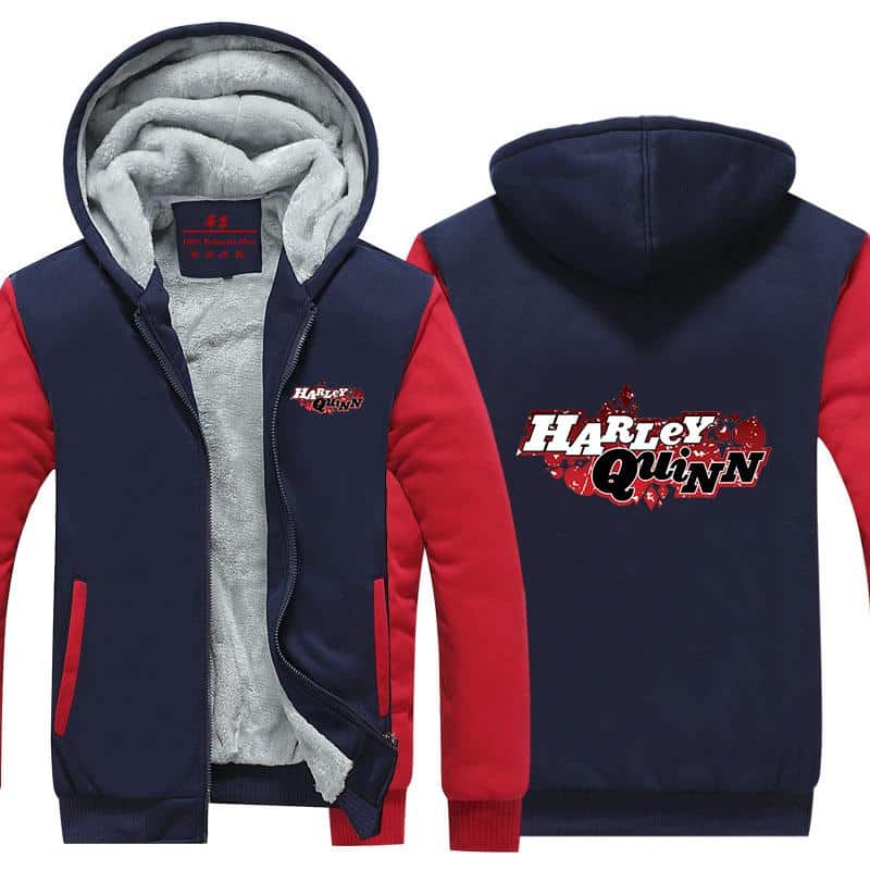 Harley Quinn Logo Name Symbol Vibrant Print Hooded Jacket - Superheroes ...