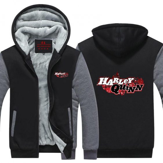 Harley Quinn Logo Name Symbol Vibrant Print Hooded Jacket - Superheroes Gears