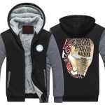 Iron Man Avengers Big Mask Typographic Pattern Hooded Jacket - Superheroes Gears