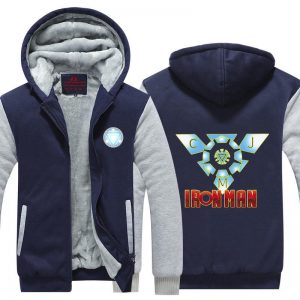 Iron Man Avengers Designed Blue Arc Reactor Hooded Jacket - Superheroes Gears