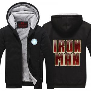 Iron Man Big Red Gold Centered Logo Avengers Hooded Jacket - Superheroes Gears