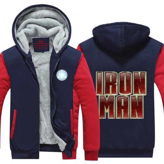 Iron Man Big Red Gold Centered Logo Avengers Hooded Jacket - Superheroes Gears