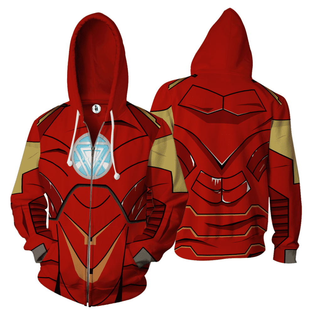 Iron Man Classic Red & Gold Armor 3D Cosplay Zip Up Hoodie ...