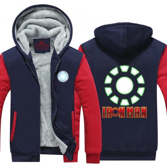 Iron Man Green Arc Reactor & Letter Symbol Hooded Jacket - Superheroes Gears