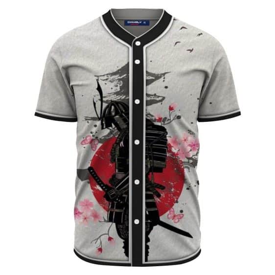 Japanese Samurai Warrior Temple & Sakura Baseball Jersey