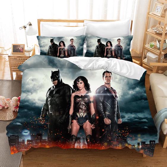 Superhero Comforter Sheets Pillowcase DC COMICS BATMAN VS SUPERMAN BEDDING SET 
