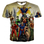 Justice League DC Superheroes Characters Full Print T-Shirt - Superheroes Gears