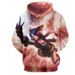 League of Legends Ahri Nine Tails Fox Battle Fighter 3D Print Hoodie - Superheroes Gears