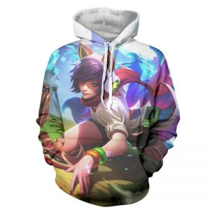League of Legends Ahri Female Fighter Lively Color Art Style Hoodie - Superheroes Gears