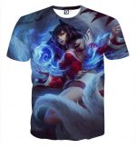 League of Legends Ahri Nine Tails Fox Female Champion 3D Print T-Shirt - Superheroes Gears