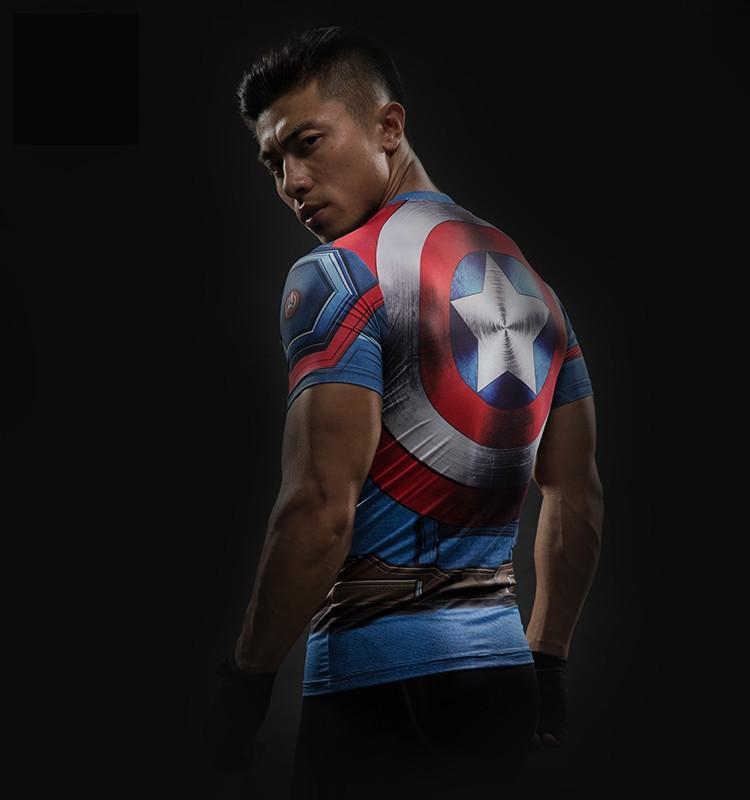 Captain America Civil War 3D Workout Compression Short Sleeves T-shirt