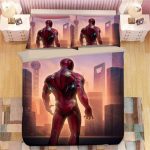 Marvel Hero Iron Man Back View in Modern City Bedding Set
