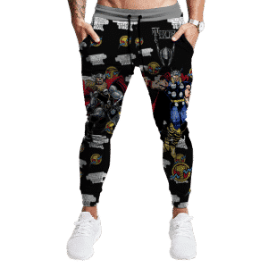 Marvel Mightiest Avenger Thor Awesome Black Jogger Pants