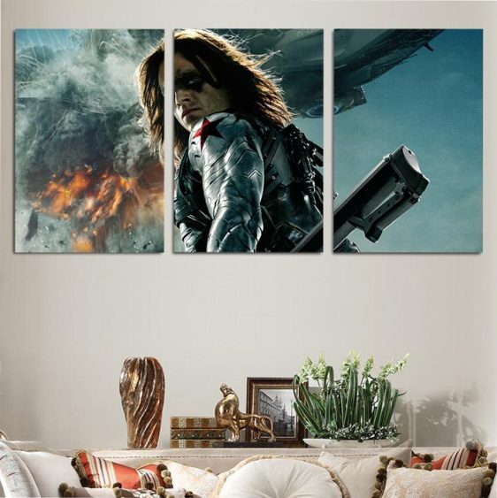 Marvel Badass Winter Soldier Bucky Barnes 3pcs Canvas Print