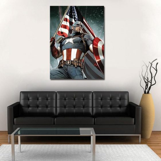 Marvel Captain America Holding The US Flag 1pc Canvas Print