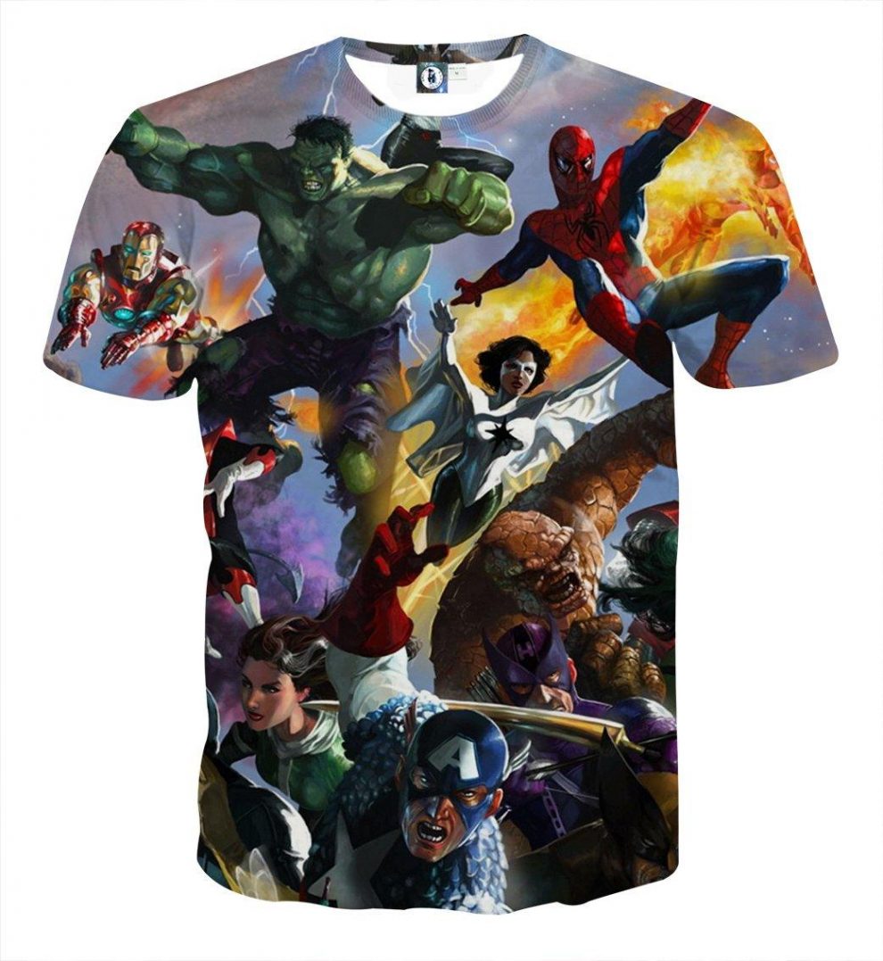 Marvel Superheroes In Battle Unique Style 3D Print T-Shirt