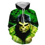 Marvel The Incredible Hulk Angry Face Green Vibrant Hoodie