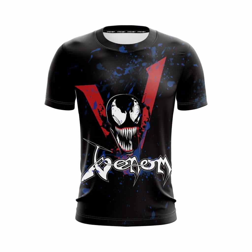 Marvel Venom Symbiote Awesome V Logo Design Black T-Shirt