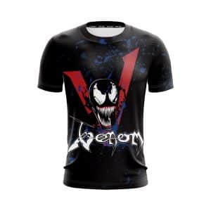 Marvel Venom Symbiote Awesome V Logo Design Black T-Shirt