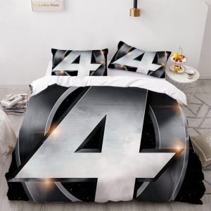 Marvel's Fantastic 4 Superhero Team Silver Logo Bedding Set