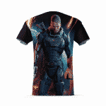 Mass Effect Game Captain Shepard With His Orange Sword Amazing T-shirt