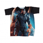 Mass Effect Game Captain Shepard With His Orange Sword Amazing T-shirt