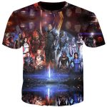Mass Effect Galactic War Characters Dope Print Gaming T-Shirt