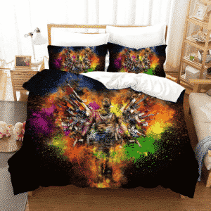 PUBG Player Around Colorful Weapons Dope Black Bedding Set