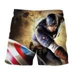 Real Brave Captain America On Fight Scene Yellow Boardshorts