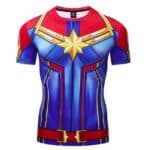 Red Captain Marvel Short Sleeves Cosplay Compression T-Shirt