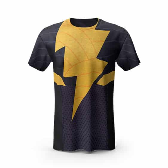 Shazam Black Adam DC Superhero Gold Thunderbolt Logo T-Shirt