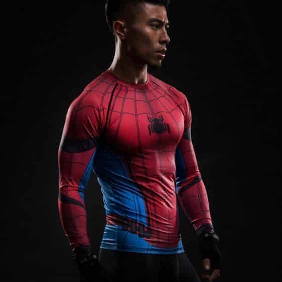 Spider-man Inspired Compression Raglan Long Sleeves Workout T-shirt - Superheroes Gears
