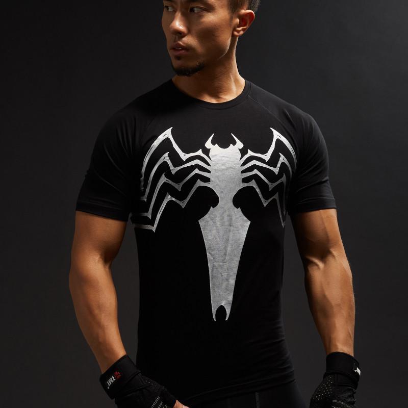 Spiderman Spider Web Cool Design Compression Short Sleeves Running T-shirt
