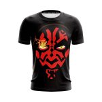Star Wars Evil Villain Darth Maul Face Design Black T-Shirt