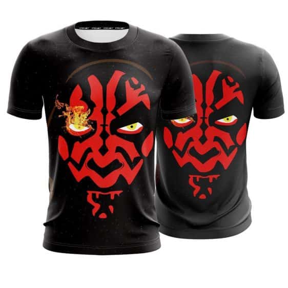 Star Wars Evil Villain Darth Maul Face Design Black T-Shirt